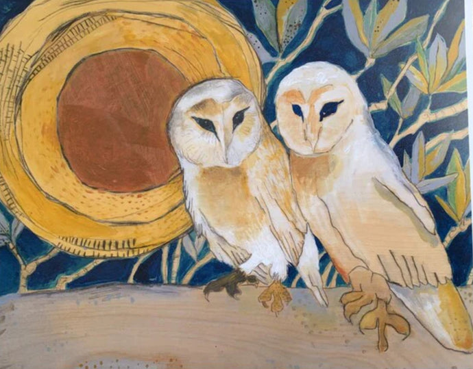 Copper Moon Barn Owl Print - Archival Print - 8X10 inches