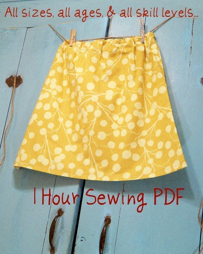 Simple Sunday Skirt Instructions PDF  ----- Easy 1 Hour Skirt Instructions ----- Elastic or Drawstring Waist ---- For ALL SIZES