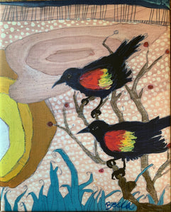 Red Winged Black Bird Morning - Canvas Print