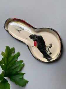 Red Winged Black Bird Spoon Rest