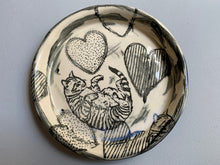 Load image into Gallery viewer, 2 Ceramic Kitty Cat Heart Plates