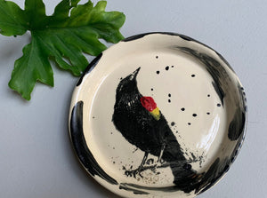 5” Black Bird Plate Dish