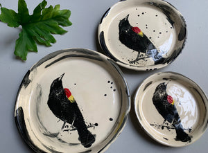 8” Black Bird Plate Dish