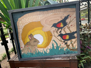 Red Wing Black Birds and Marsh Hare - Original Painting