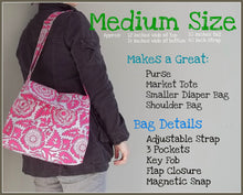 Load image into Gallery viewer, Gathered Messenger Bag PDF Instructions - - 2 Sizes - - Adjustable Strap - - Color Photos - - Emailed within 24 hours