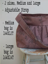Load image into Gallery viewer, Gathered Diaper Bag w Changing Pad Set Tutorial PDF Instructions - - Bag 2 Sizes - - Adj Strap - - Color Photos - - Emailed within 24 hours