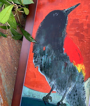 Load image into Gallery viewer, Red Winged Black Bird Copper Moon Print - Framed Archival Print