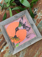 Load image into Gallery viewer, Ruby Red Throat Hummingbird Copper Moon - Original Painting