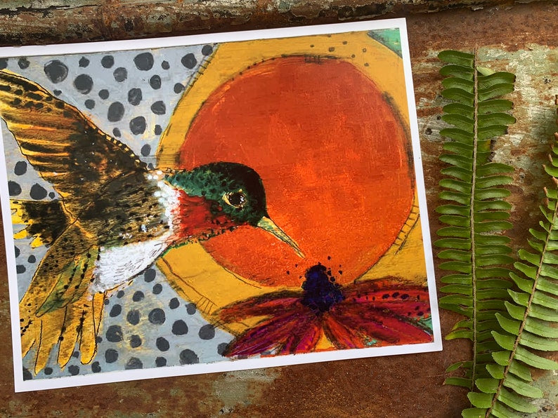 Hummingbird Copper Moon Print - Archival Paper Print