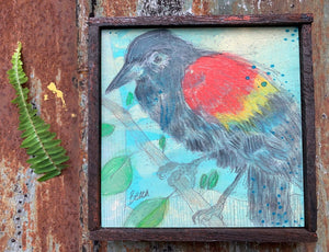 Red Winged Blackbird Morning - Original Painting