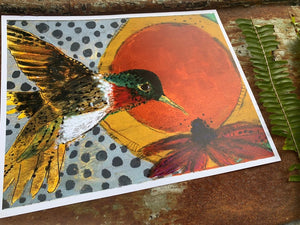 Hummingbird Copper Moon Print - Archival Paper Print