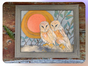 Copper Moon Barn Owls - Original Painting