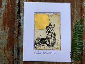 Golden Moon Gazer Fox - Original Painting & Print