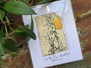 Golden Moon Bashful Bunny - Original Painting and Print
