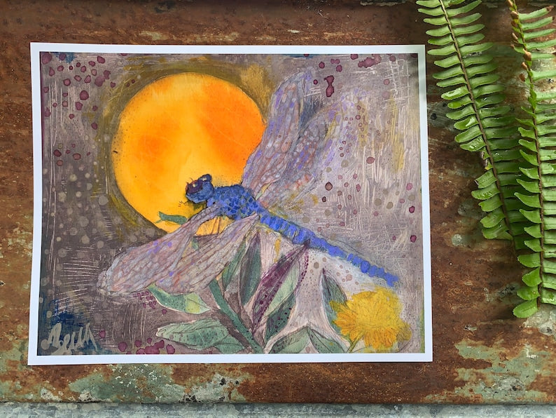 Orange Sunrise Dragonfly - Archival Paper Print