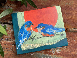 Eastern Bluebird Copper Moon - Canvas Print