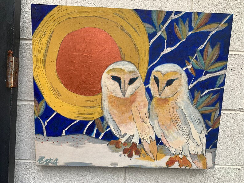 Copper Moon Barn Owl - Original Painting 20x24”
