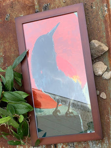 Red Winged Black Bird Copper Moon Print - Framed Archival Print