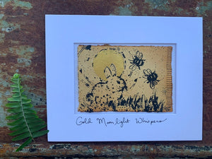 Golden Moon Bunny - Light Whispers - Original Painting & Print
