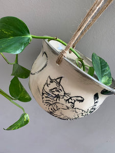 Kitty Cat Heart Hanging Planter - Large