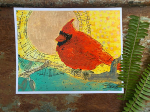 Cardinal Golden Sunrise Print - Archival Paper Print