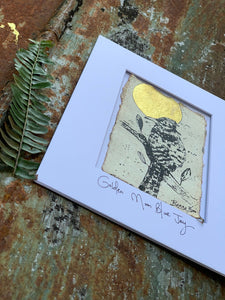 Golden Moon Blue Jay - Original Painting & Print