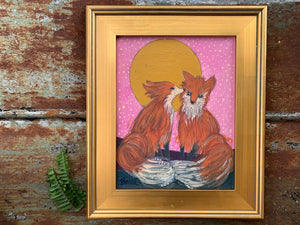 Kissy Face Foxes - Original Painting