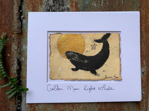 Golden Moon Right Whale - Original Painting & Print