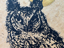 Load image into Gallery viewer, Golden Moon Great Horned Owl - Original Painting &amp; Print