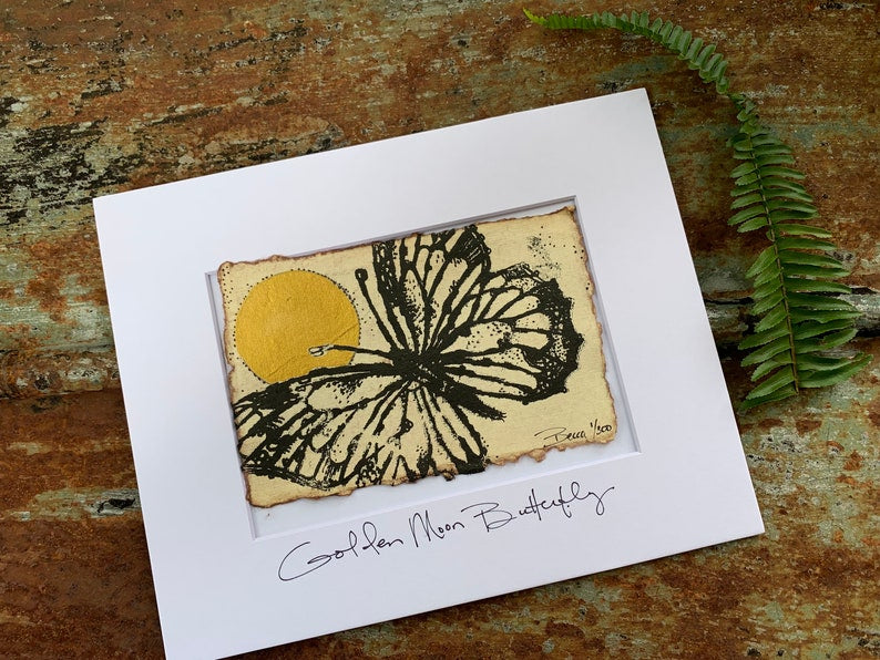 Golden Moon Butterfly - Original Painting & Print