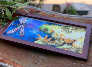 Dragonfly & Toad Friends - Framed Archival print
