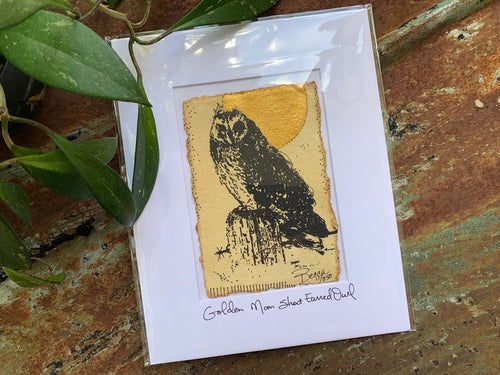Golden Moon Short Earred Owl - Original Painting & Print