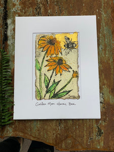 Golden Moon Blackeyed Susans Honey Bee - Original Painting & Print