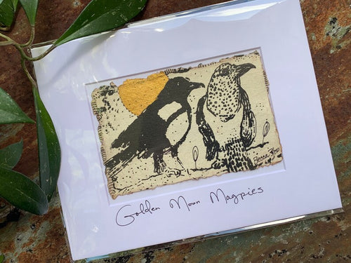 Golden Moon Magpies - Original Painting & Print