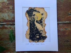 Golden Moon Great Egret - Original Painting & Print